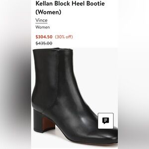 Vince Black genuine Leather Ankle round toe Booties boots retail $435